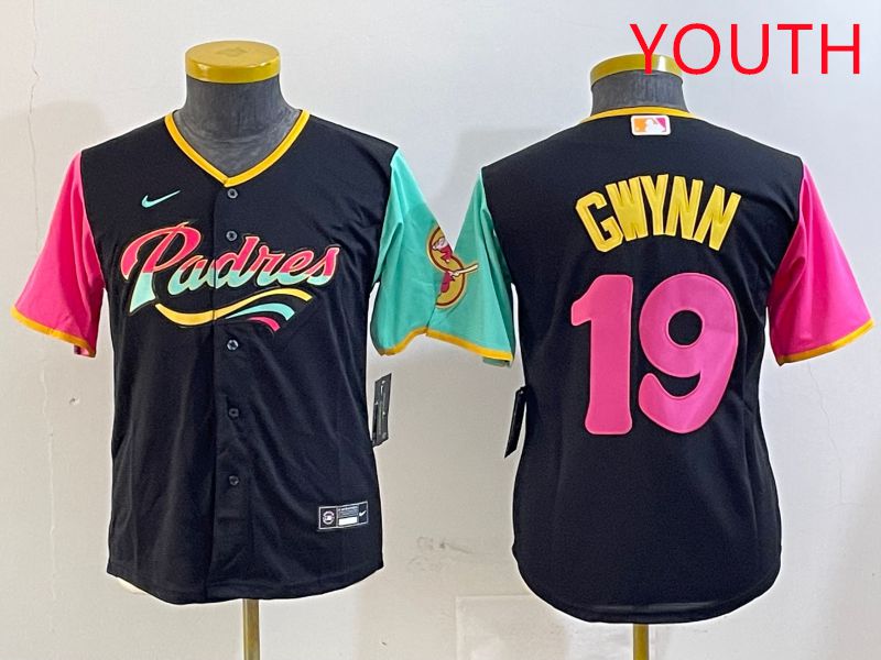 Youth San Diego Padres #19 Gwynn Black City Edition Game 2025 Nike MLB Jersey style 1
